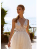 Beaded Ivory Lace Tulle Stunning Wedding Dress